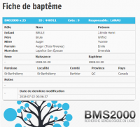 Fiche de baptême