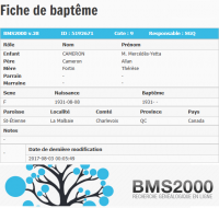 Fiche de baptême